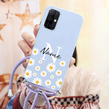 Cargar imagen en el visor de la galería, Funda de silicona margaritas con nombre personalizado y cuerda (Samsung)
