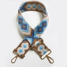Cargar imagen en el visor de la galería, Asa étnica para bolso en tonos Azules, Marrón y Blanco
